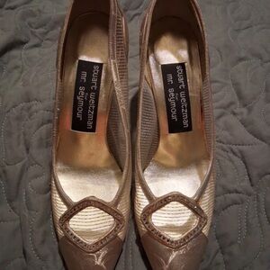 Stuart Weitzman Elegant Brown and Cream Heels